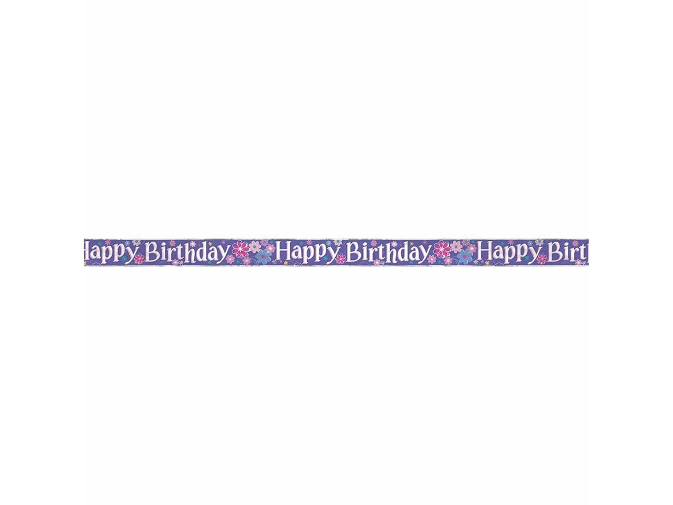 Purple Blossoms Happy Birthday Floral Banner-12Ft