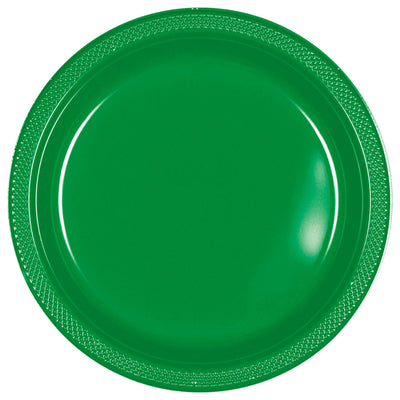 7-Inch Festive Green Plastic Plates