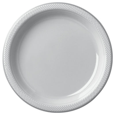 7In Plastic Plates-Silver