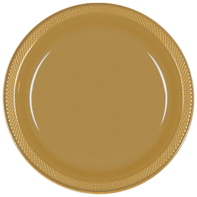 7In Plastic Plates-Gold Sparkle