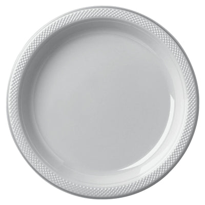 10In Plastic Plates - Silver