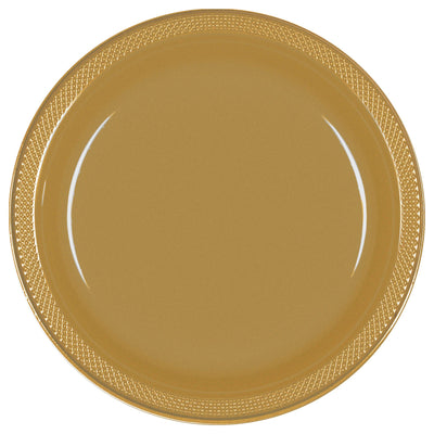 10In Plastic Plates-Gold Sparkle