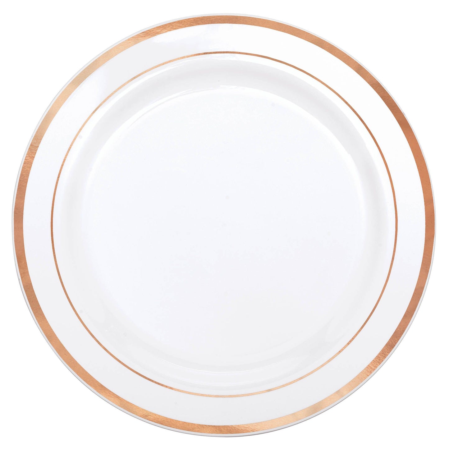 Premium 10.25In White/Rose Gold Trim Plates - 10Pcs
