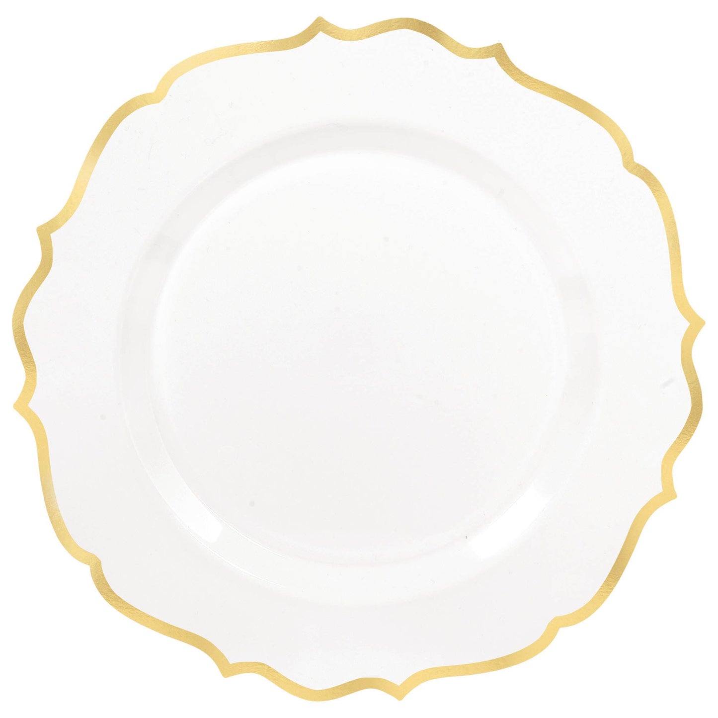 Premium 7.75In White/Gold Trim Ornate Plates - 20Pcs