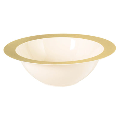 3.75 Qt Cream Bowl with Gold Rim