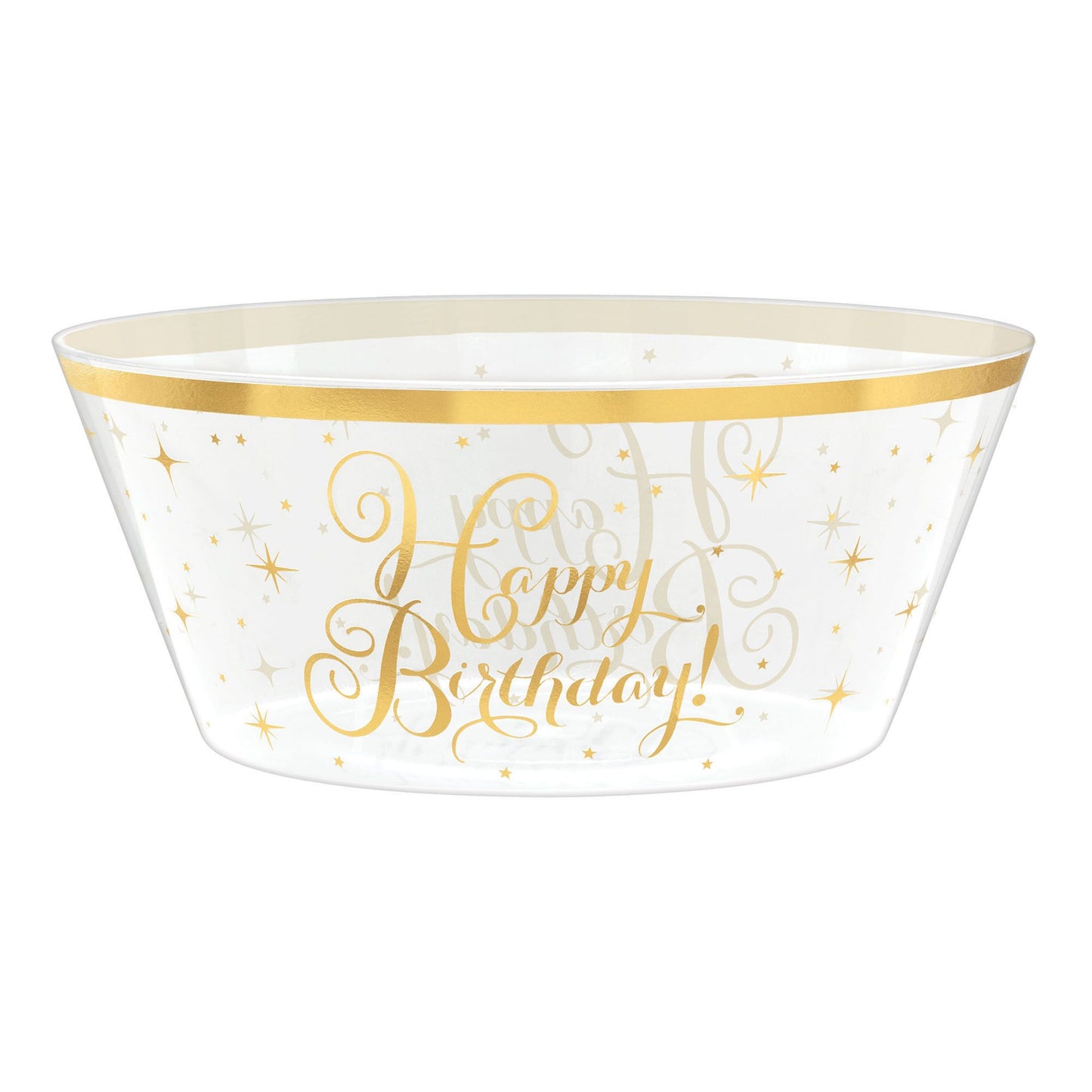 Gold Birthday Plastic Bowl, Hot - Stamped