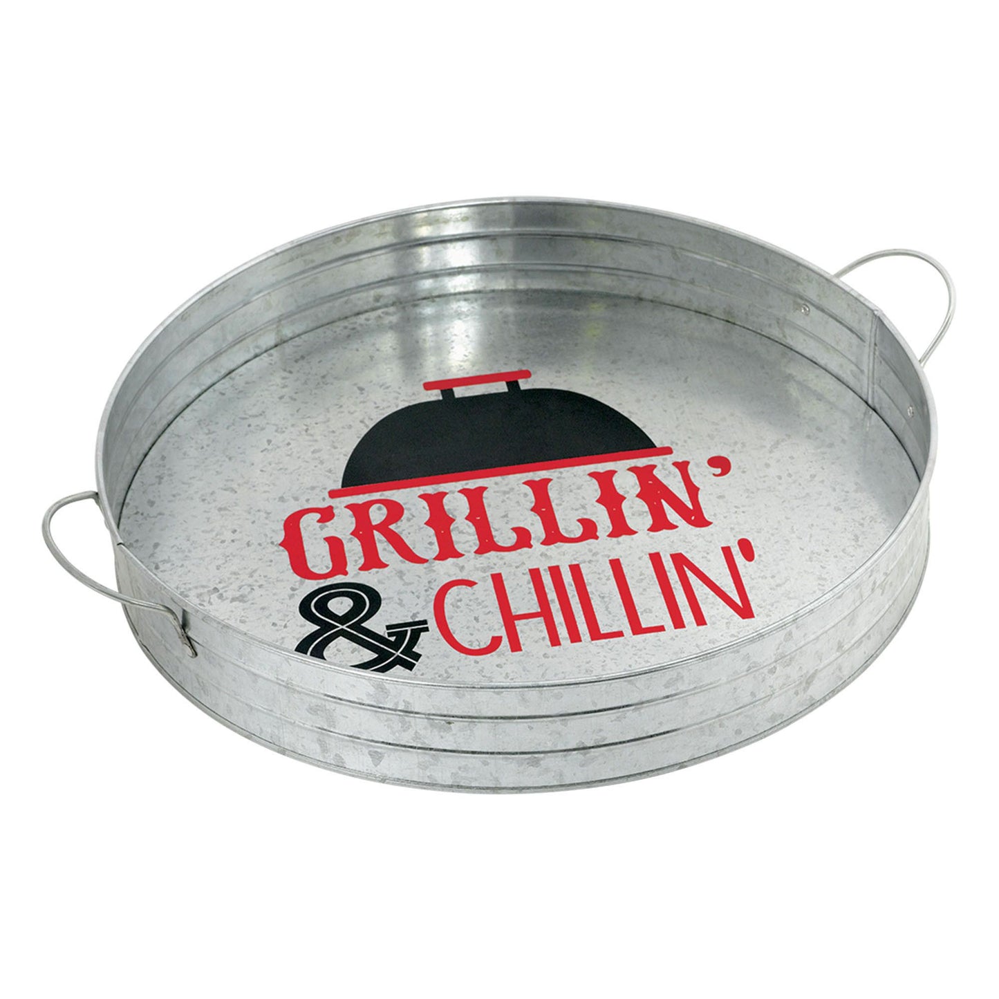 Bbq Round Metal Serving Tray