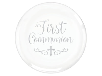 14In First Communion Round Coupe Platter - Hot-Stamped Plastic