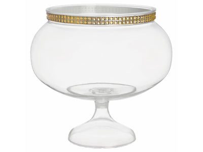 6 1/4 " Plastic Short Round Pedestal Jar-Gold Bling