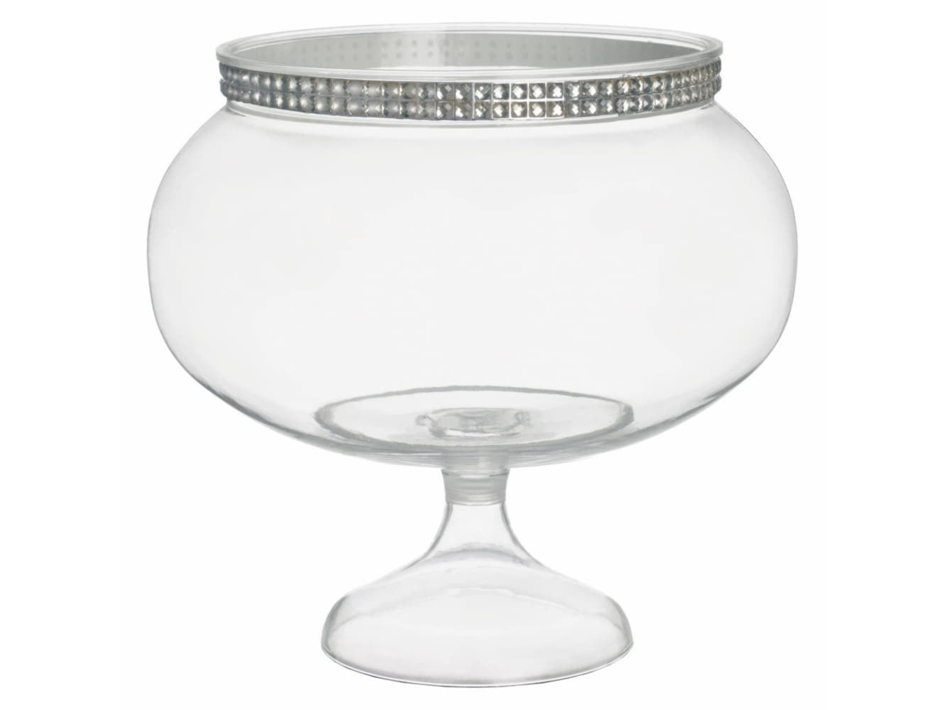 6 1/4 " Plastic Short Round Pedestal Jar-Clear Bling