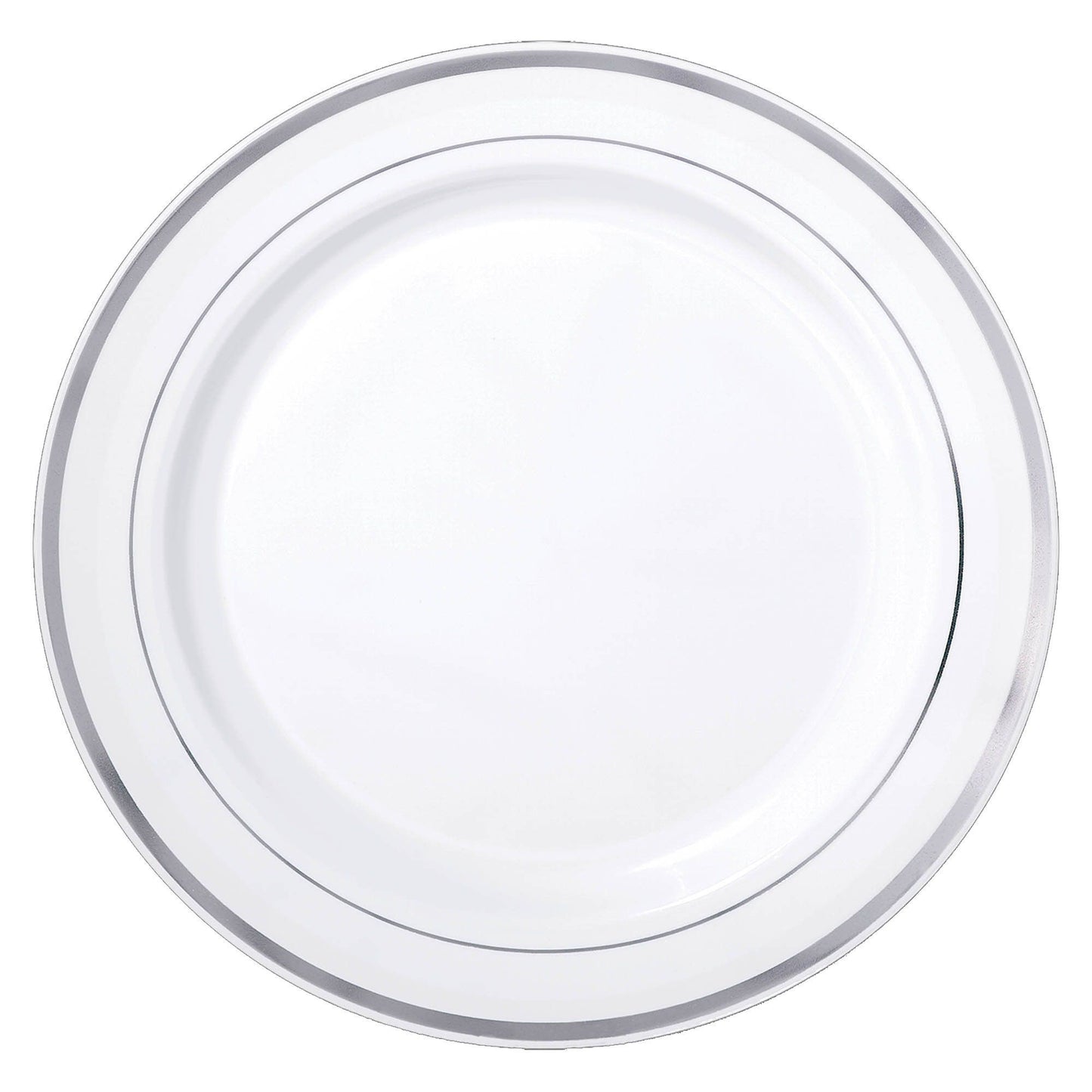 Dinner Plates 12In White/Silver Rim - 10Pcs