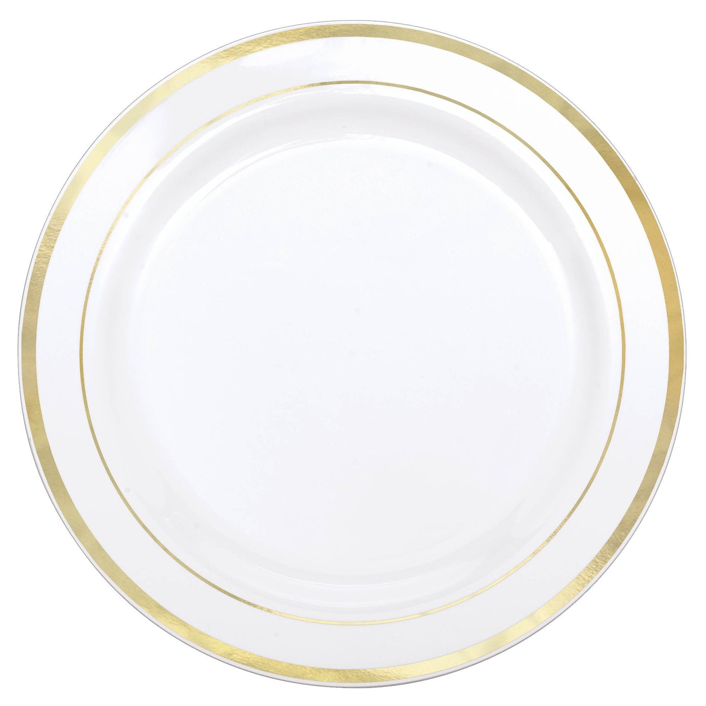 Premium 12In White/Gold Trim Plates - 10Pcs