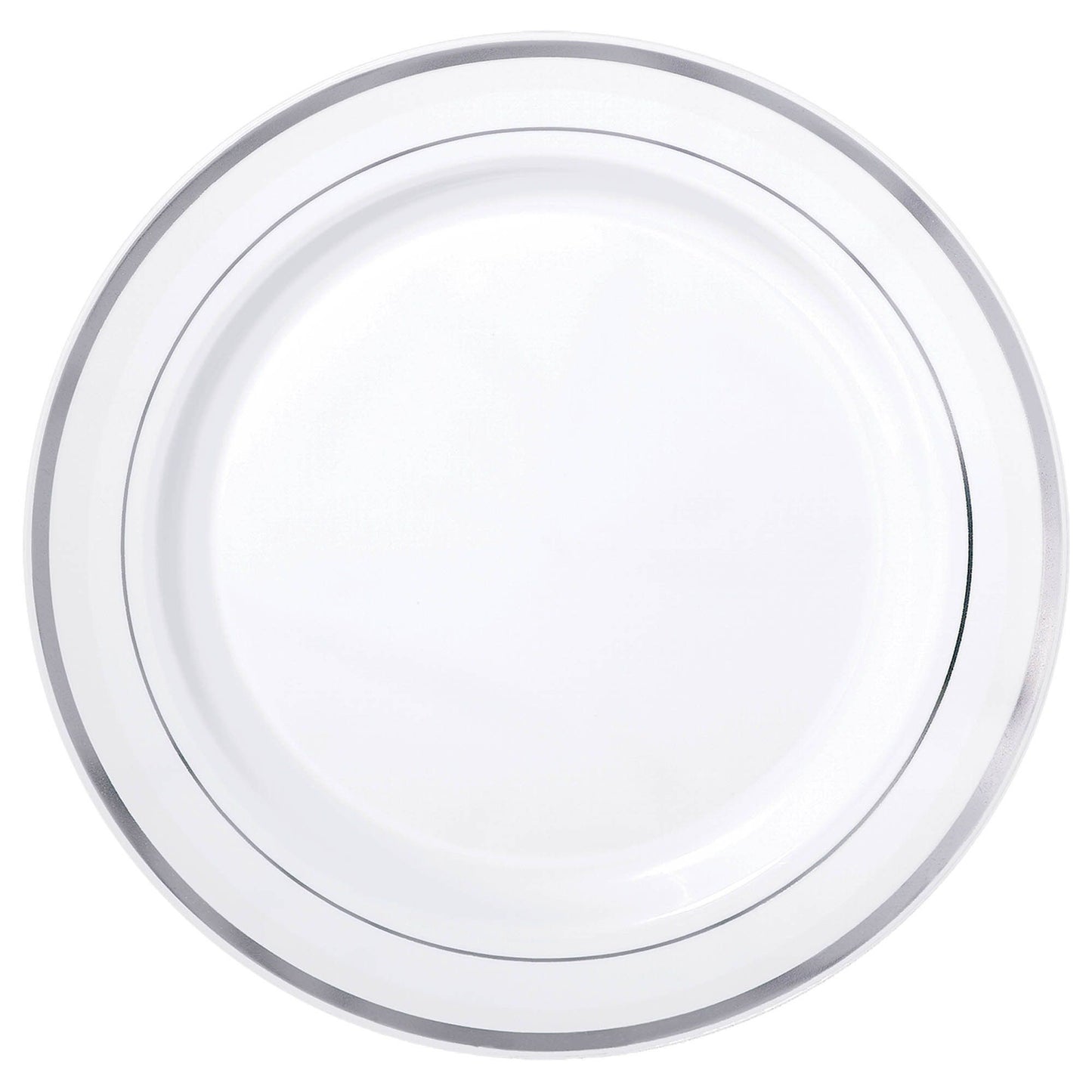 Premium 7.5In White/Silvertrim Plates - 20Pcs