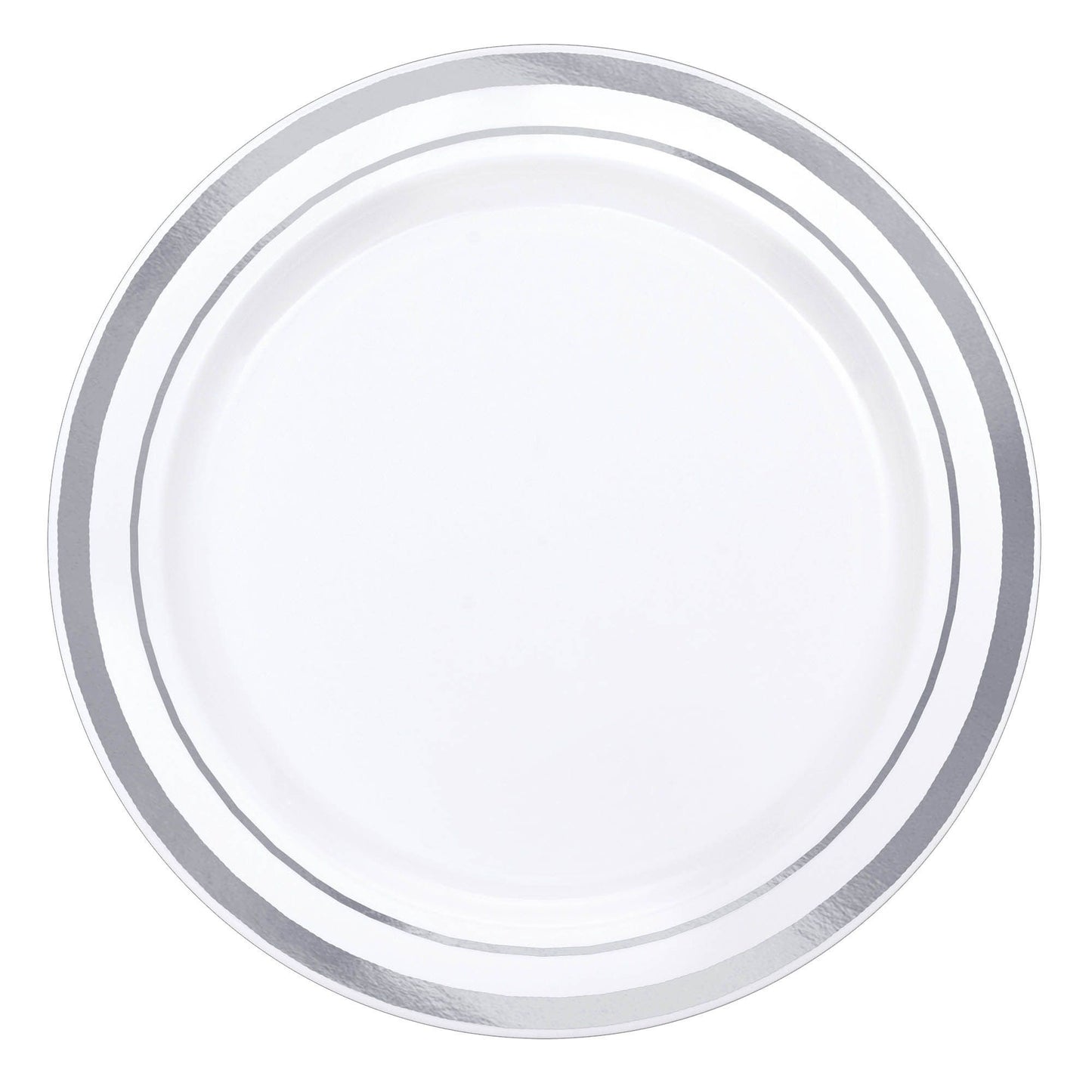 Premium Appetizer Plates White/Silver Trim - 20Pcs