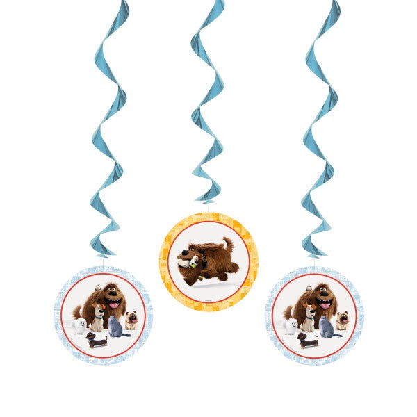 Secret Life Of Pets Hanging Swirl Decorations, 26", 3Ct