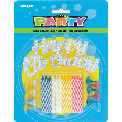 Silver Cake Topper With 12 Birthday Candles