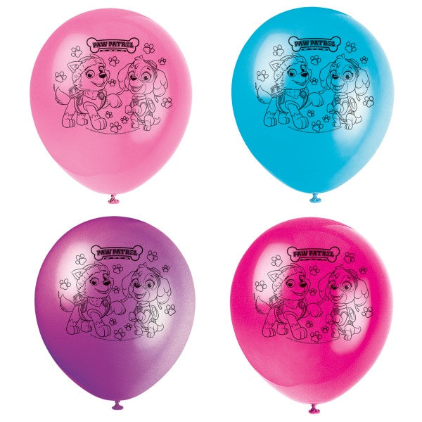Paw Patrol Girl 12" Latex Balloons, 8Ct