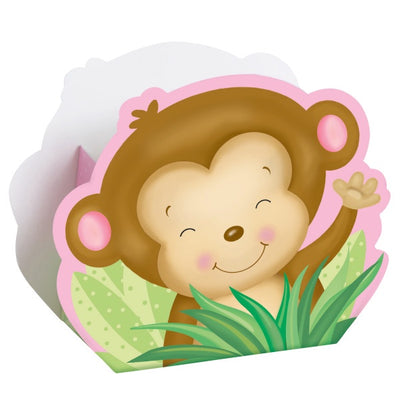 Girl Monkey Baby Shower Favor Boxes, 8Ct