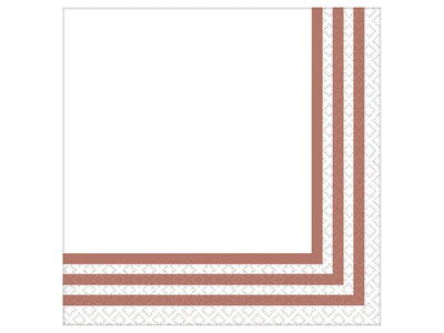5" X 5" Striped Rose Gold Beverage Napkins