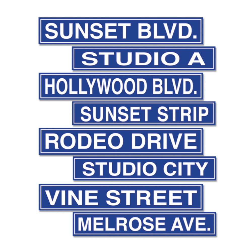 Hollywood Street Sign Cutouts - 4Pcs