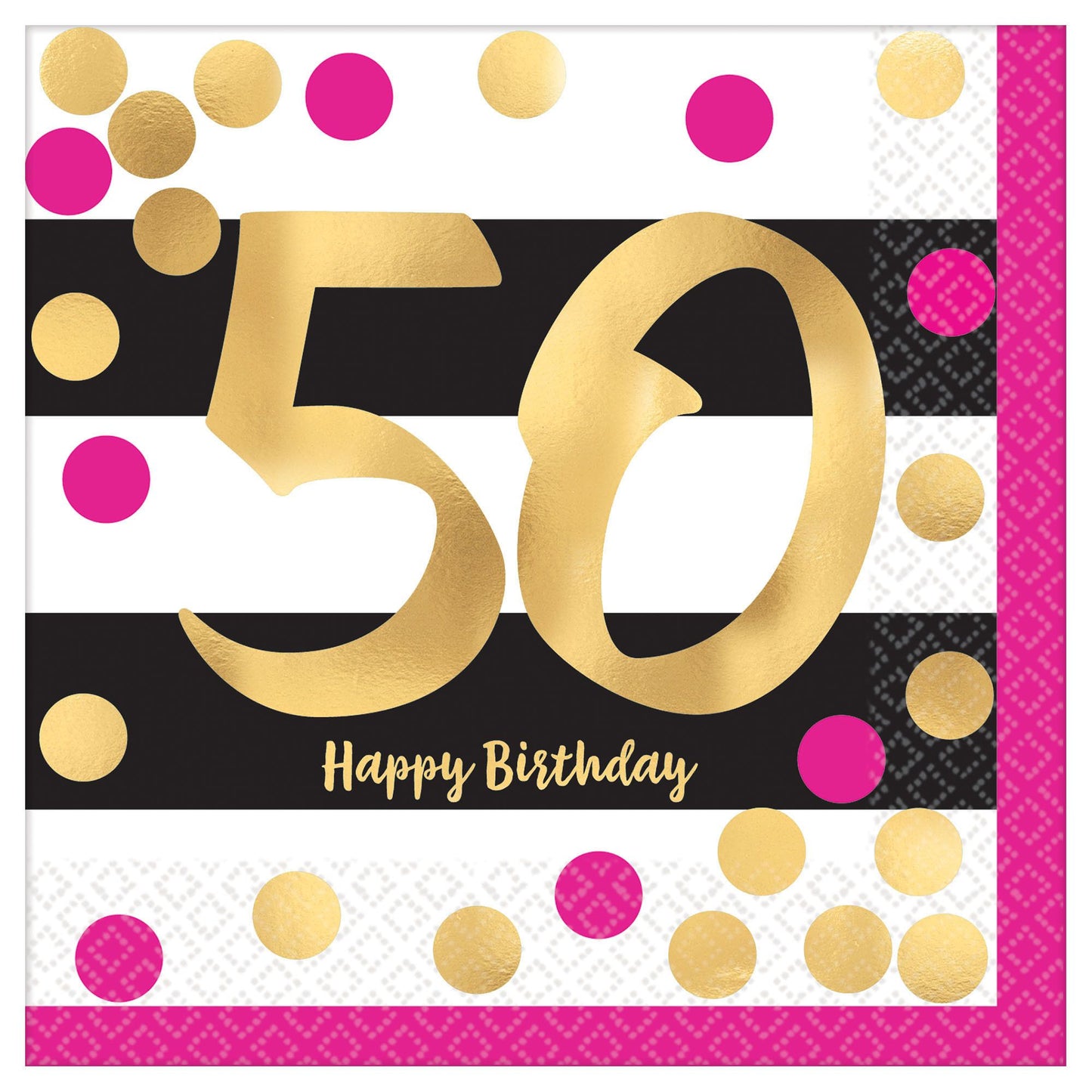 Pink And Gold Milestone Beverage Napkins - 50