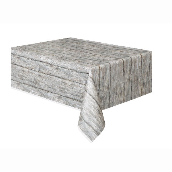 Rustic Wood Rectangular Plastic Table Cover, 54"X108"