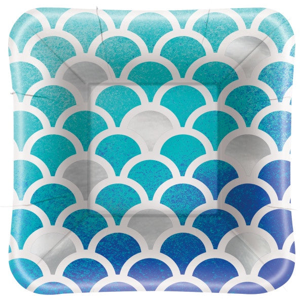 Ocean Blue Scallop Mini Square Plates