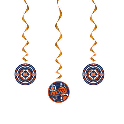 Nerf Hanging Swirl Decorations, 26", 3Ct
