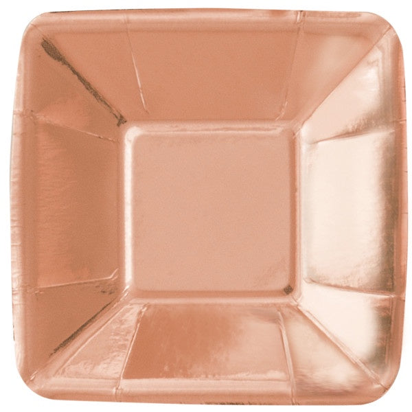 Rose Gold Foil Square 5" Appetizer Plates, 8Ct