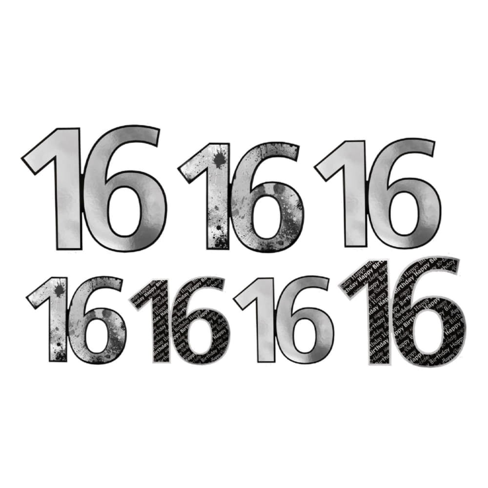 16Th Birthday Foil Cutouts 7Pcs