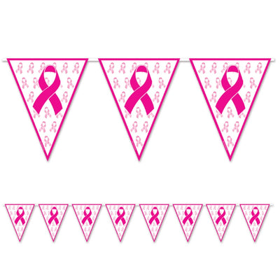 Pink Ribbon Pennant Banner