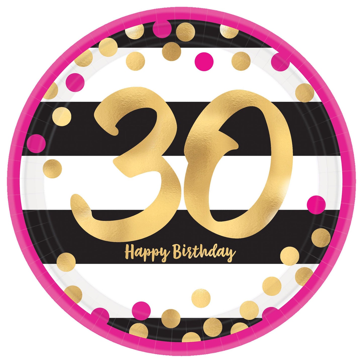 Pink And Gold 30Th Milestone 7In Plates