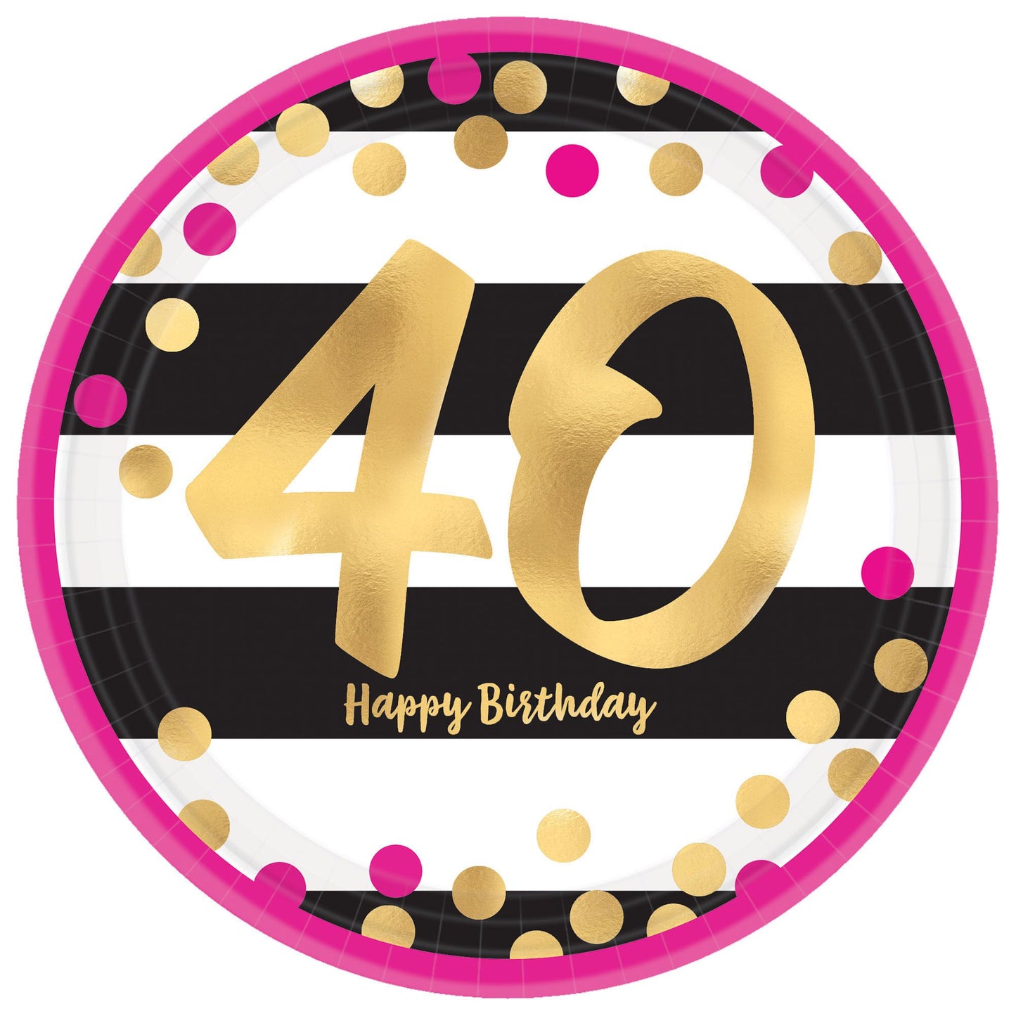 Pink And Gold 40Th Milestone 7" Plates