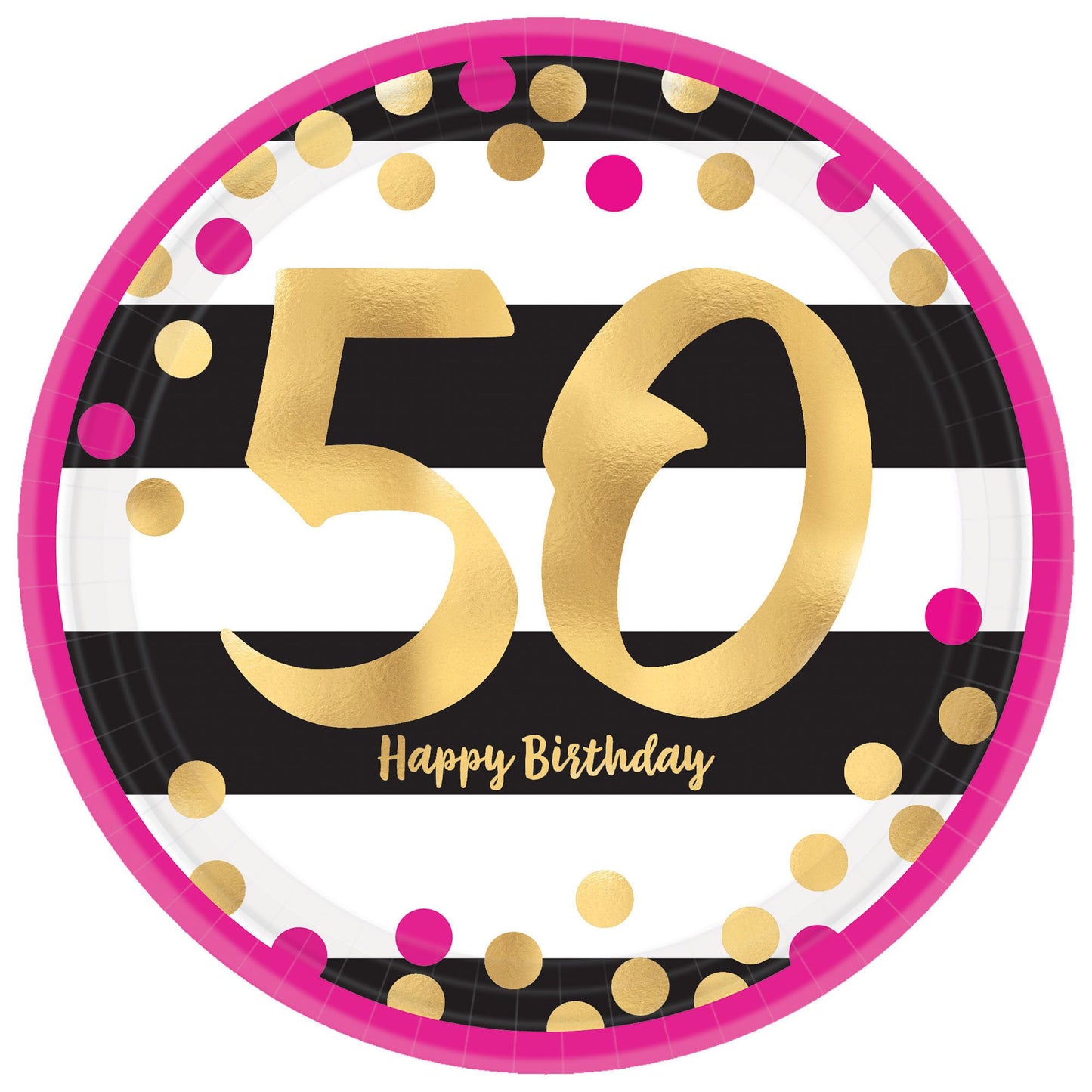 Pink And Gold 50Th Milestone 7In Plates
