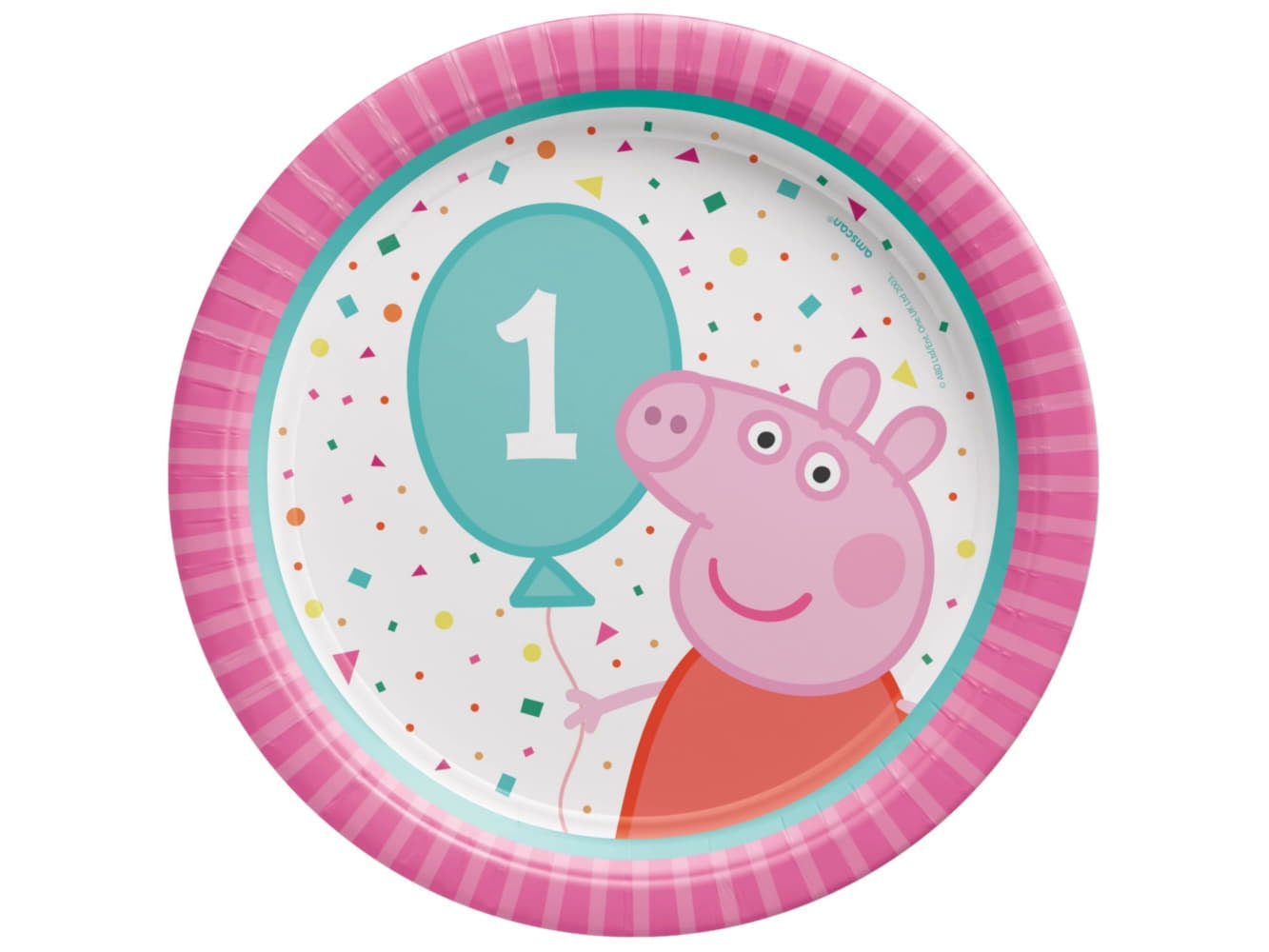 Peppa Pig Confetti Party 1St Birthday 7" Round Plate, 8/Pk