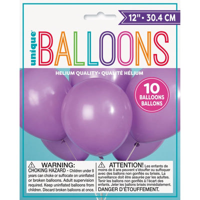 12" Lavender Latex Balloons - 10Pk