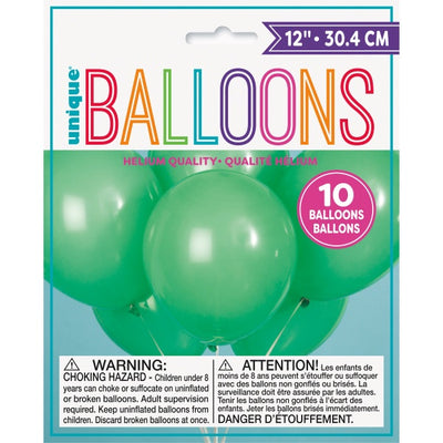 12" Emerald Green Latex Balloons - 10Pk