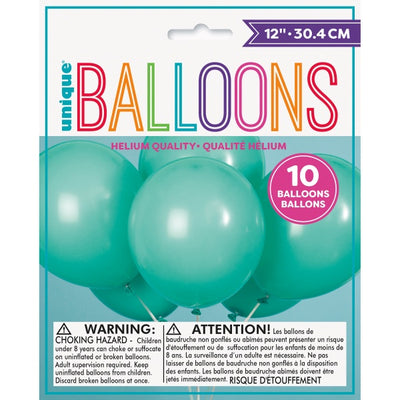 12" Seafoam Aqua Latex Balloons - 10Pk