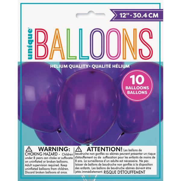 12" Amethyst Purple Latex Balloons - 10Ct