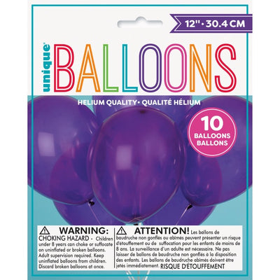 12" Amethyst Purple Latex Balloons - 10Ct