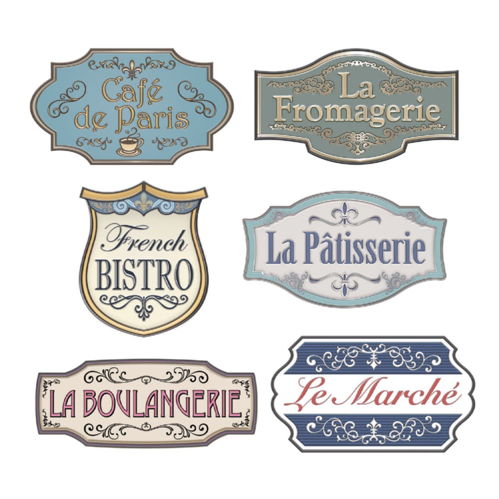 French Shop Sign Cutouts 6/Pkg