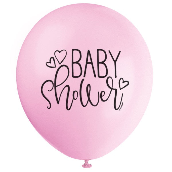 Petal Pink Baby Shower 12" Latex Balloons, 8Ct