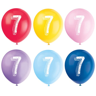 Chalk Design Number 7 12" Latex Balloons, 6Ct