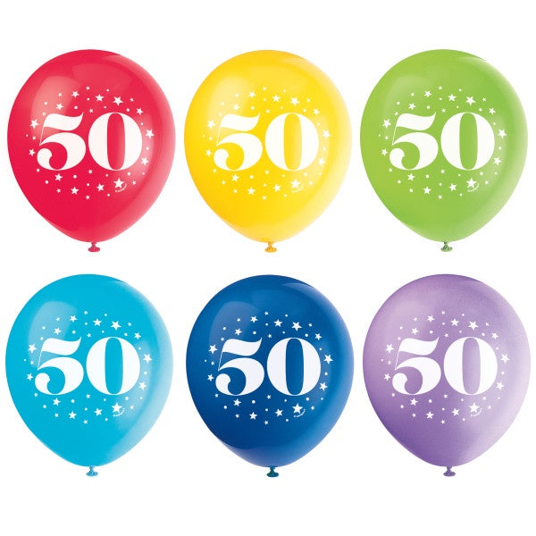 Milestone Number 50 12" Latex Balloons, 6Ct