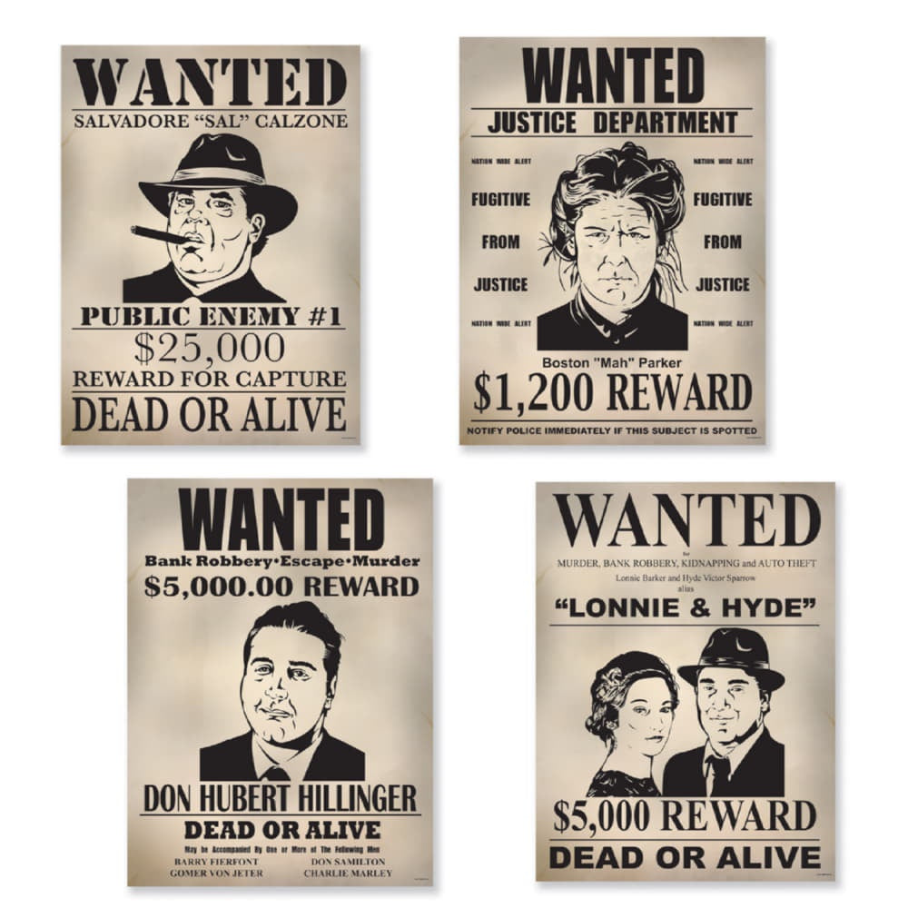 Gangster Wanted Sign Cutouts