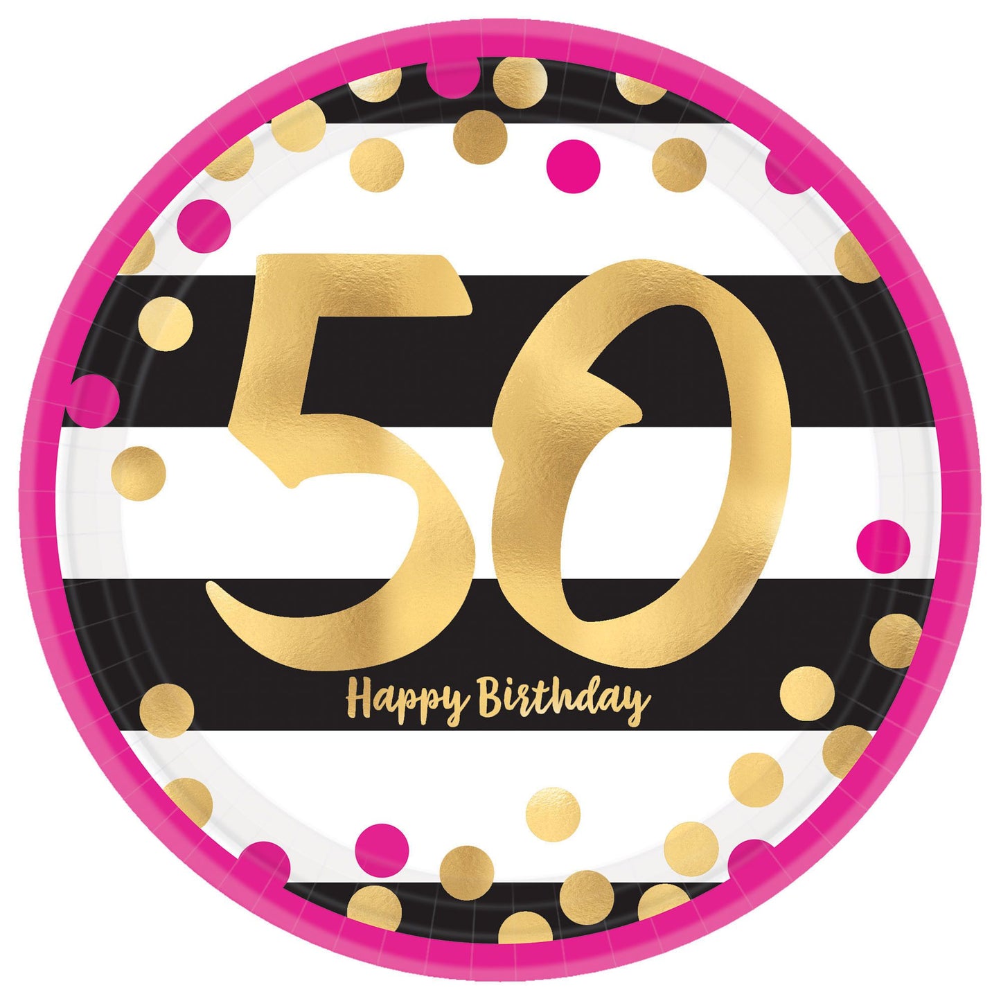 Pink And Gold 50Th Milestone 9In Plates