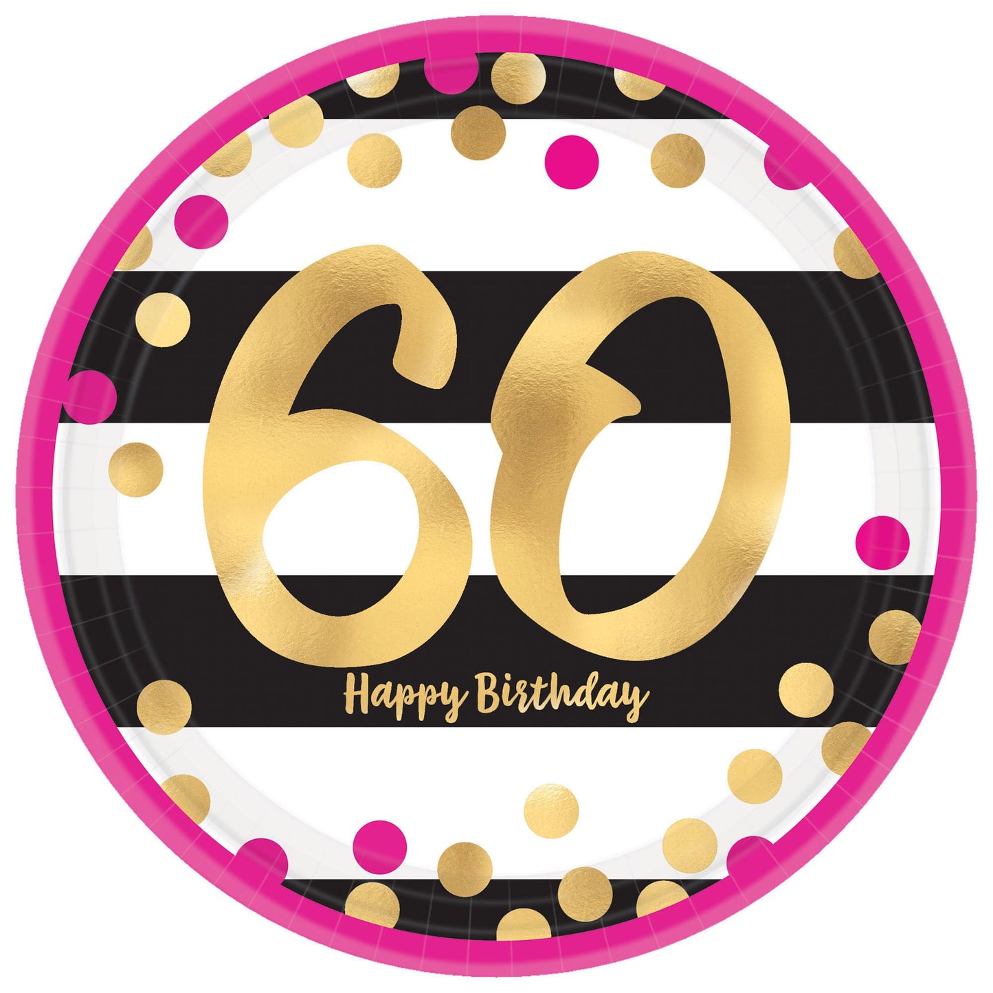 Pink and Gold 60th Milestone 9" Plates