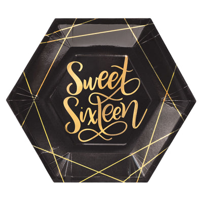 Elegant Sweet 16 Plates Hexagon