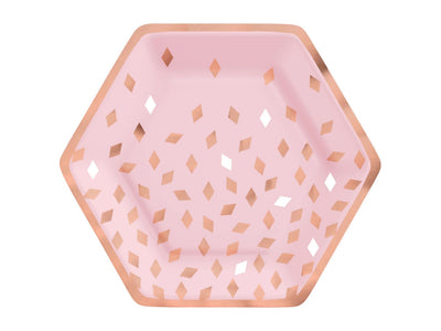 Blush Birthday 9" Hexagon Plate Metallic-8CT