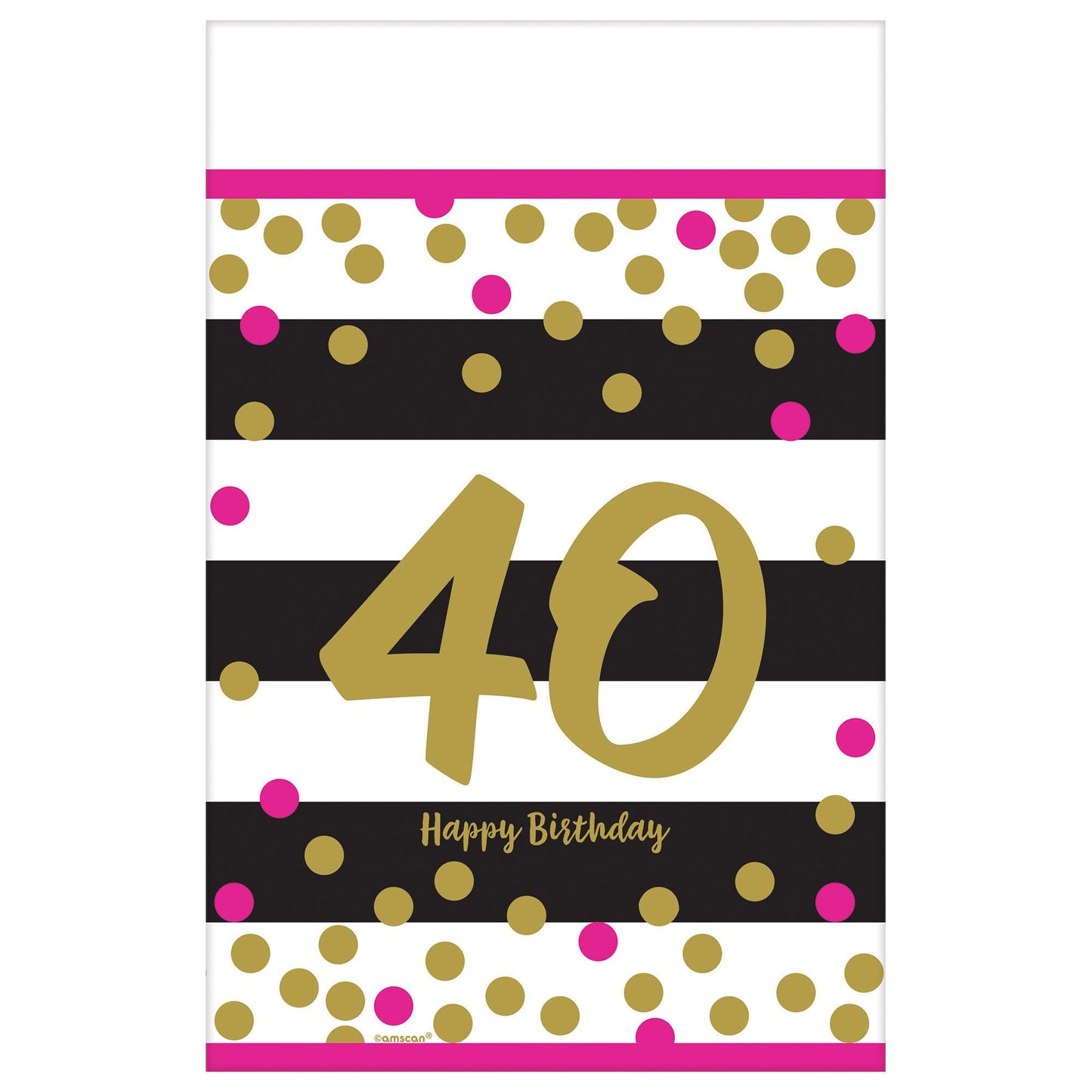 Pink And Gold Milestone 40 Plastic Table Cover